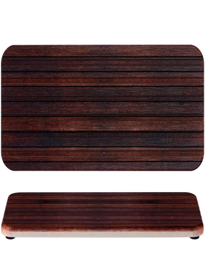 Photect 2Pcs 8.6x4'' Water Absorbent Diatomite Coasters Diatomaceous Earth Drying Mat, Grooved Design Water Absorbing Stone for Home Bathroom Decoration Home Warming Gift(Dark Brown) - Image 1