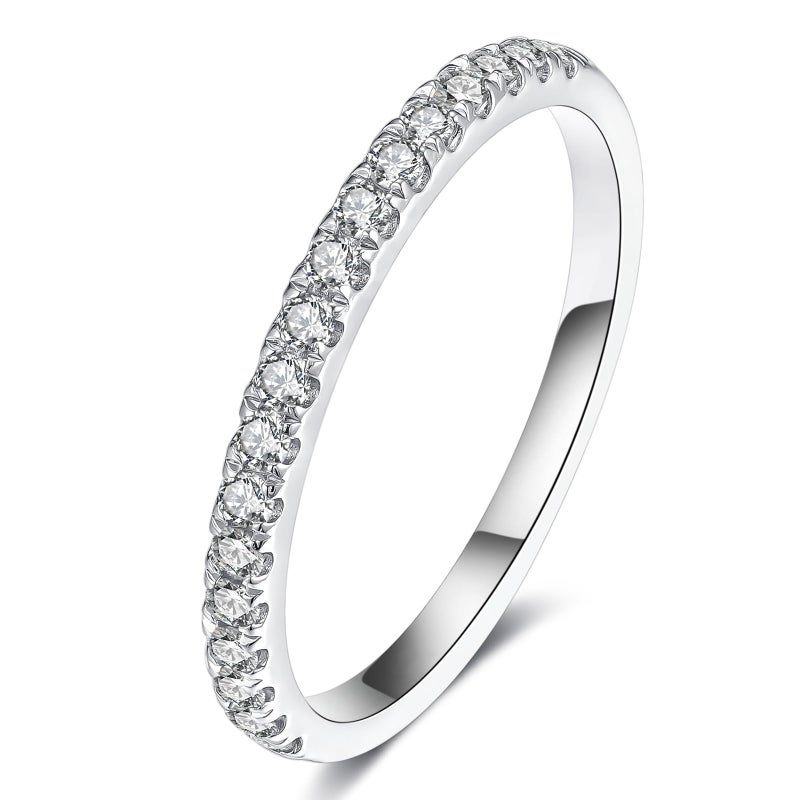 IMOLOVE Lab Grown Diamond Wedding Bands for Women, 0.3 Carat Eternity Rings in 18K White Gold Plated Sterling Silver Size 7 - Image 1
