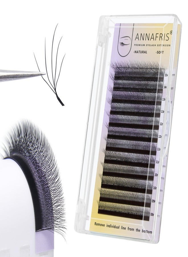 ANNAFRIS 5D Camellia W Lashes Premade Fan Eyelash Extensions Volume Self Fanning False Lashes Faux Mink Matte Black Cluster Lash Extensions(0.07 C,8-15mm Mix) - Image 1
