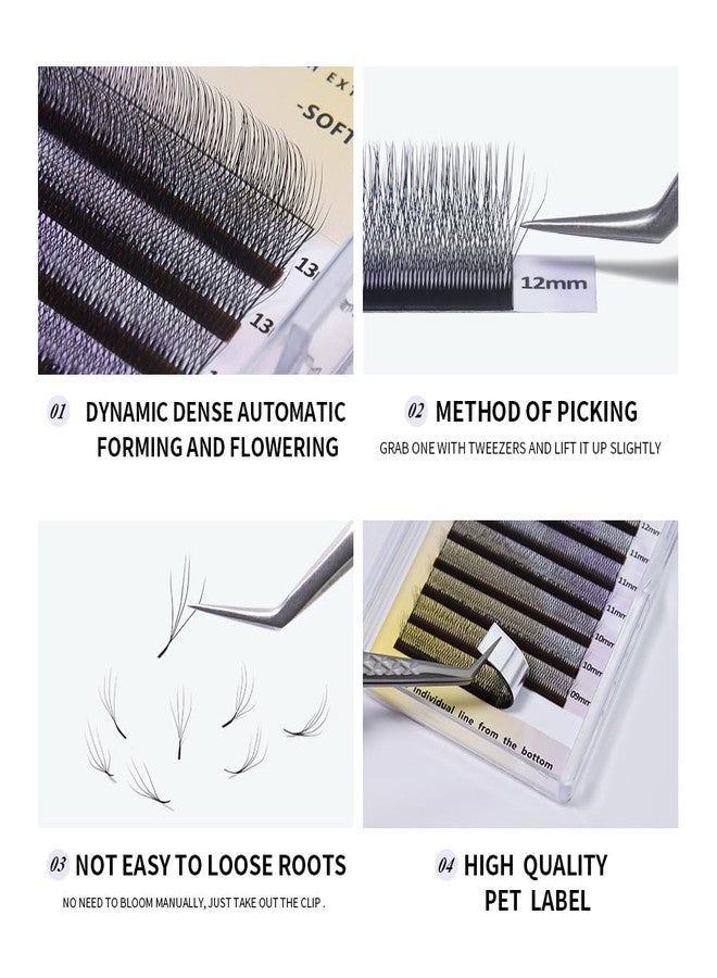 ANNAFRIS 5D Camellia W Lashes Premade Fan Eyelash Extensions Volume Self Fanning False Lashes Faux Mink Matte Black Cluster Lash Extensions(0.07 C,8-15mm Mix) - Image 4