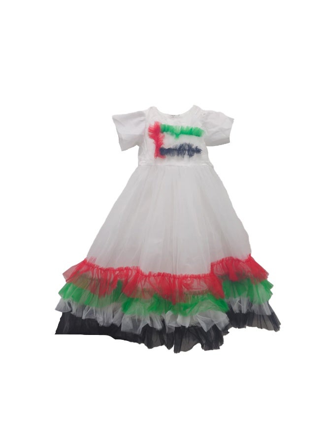 المنزل الذكي هوم سمارت فستان أبيض بنقشة علم اليوم الوطني للبنات احتفلي باليوم الوطني لدولة الإمارات العربية المتحدة بأناقة الزي الوطني لدولة الإمارات العربية المتحدة للمناسبات الوطنية الاحتفالية - Image 4