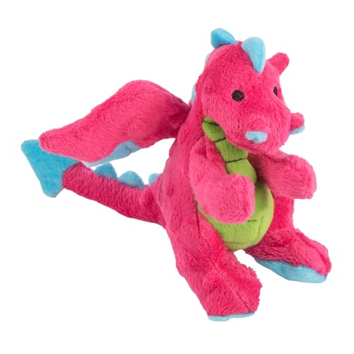 goDog Dragons Squeaky Plush Dog Toy with Chew Guard Technology Durable Fabric Squeaker for Active Play Pink Small - Image 1