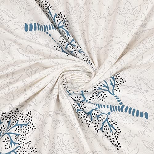 BLOCKS OF INDIA Hand Block Printed 200 TC Cotton King Size Bedsheet (Light Grey) - Image 3