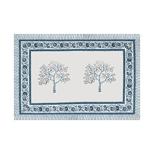 BLOCKS OF INDIA Hand Block Printed 200 TC Cotton King Size Bedsheet (Light Grey) - Image 5