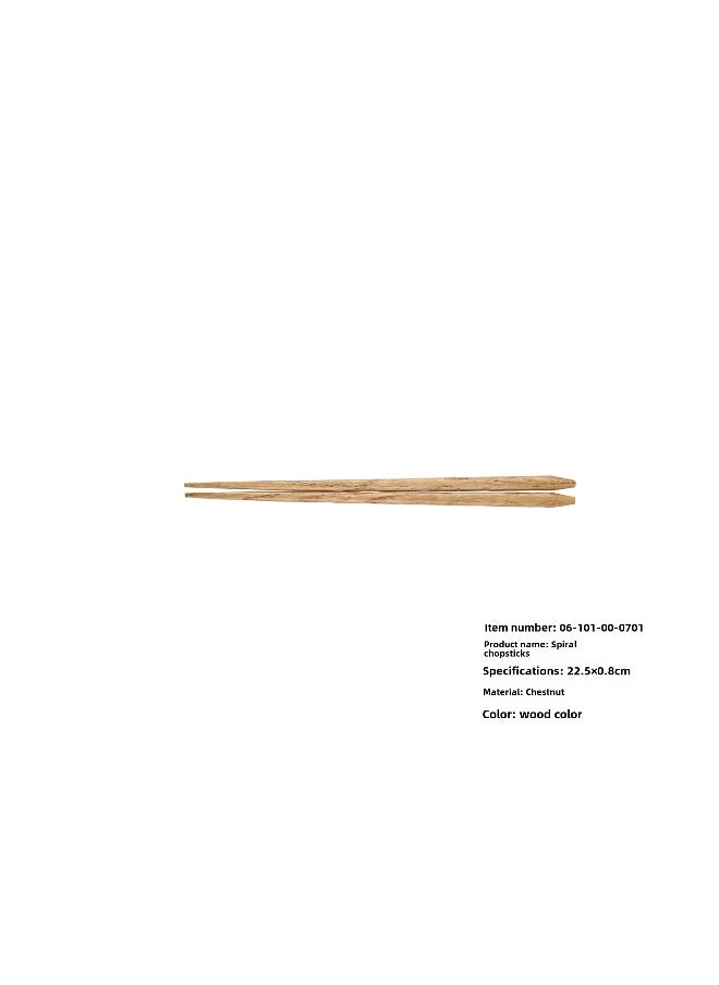 NIBEMINENT Japanese Spiral Tip Wooden Chopsticks Chestnut Log color 