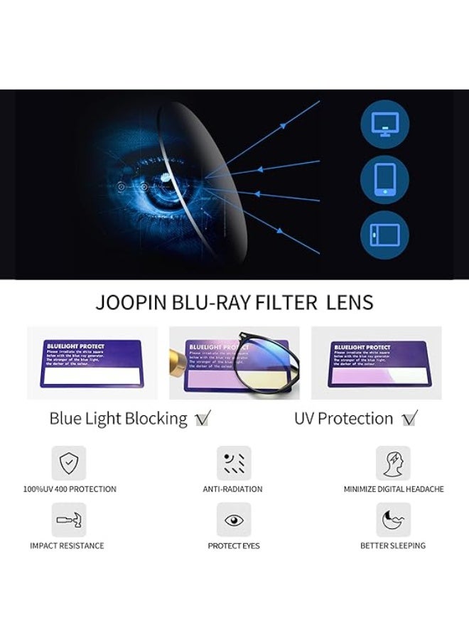 Joopin Blue Light Glasses for Men Women, Retro Round Frame Glasses Transparent Anti Blue Light Eyewear - Image 3