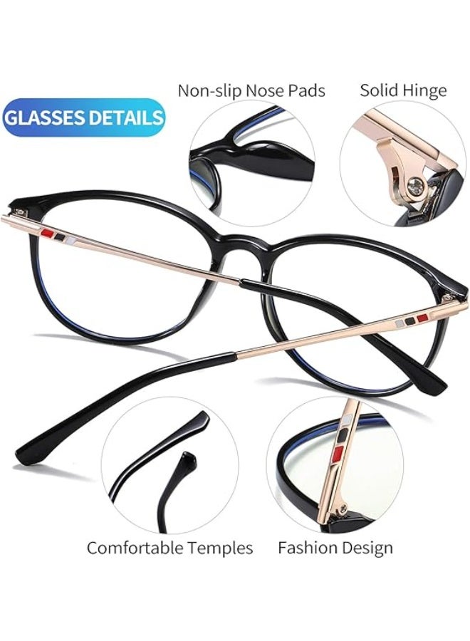 Joopin Blue Light Glasses for Men Women, Retro Round Frame Glasses Transparent Anti Blue Light Eyewear - Image 5