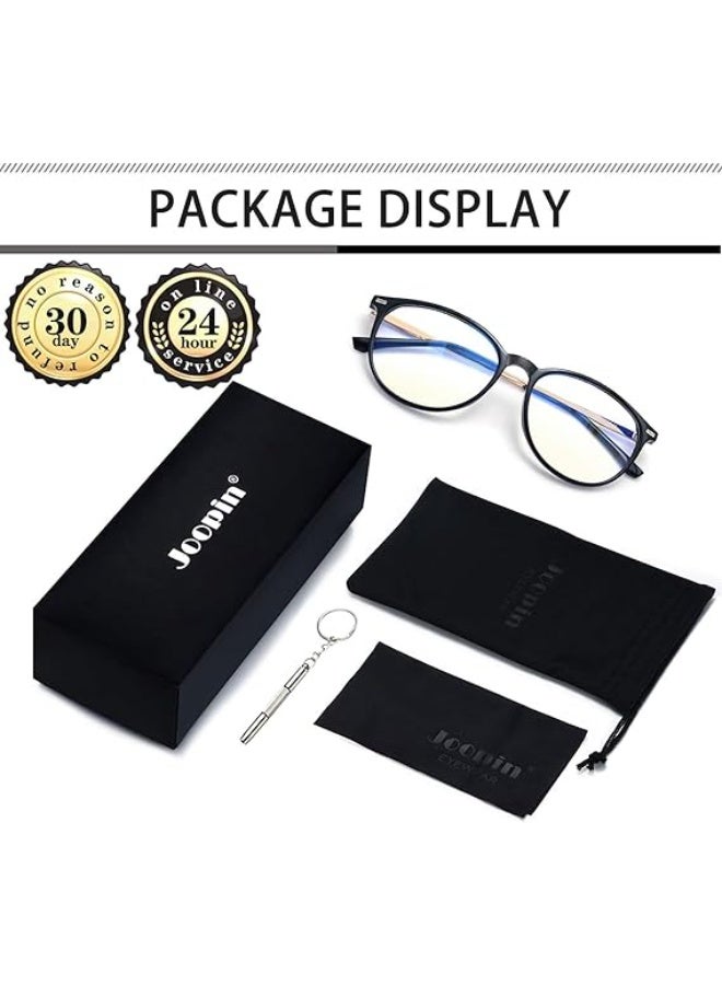 Joopin Blue Light Glasses for Men Women, Retro Round Frame Glasses Transparent Anti Blue Light Eyewear - Image 2