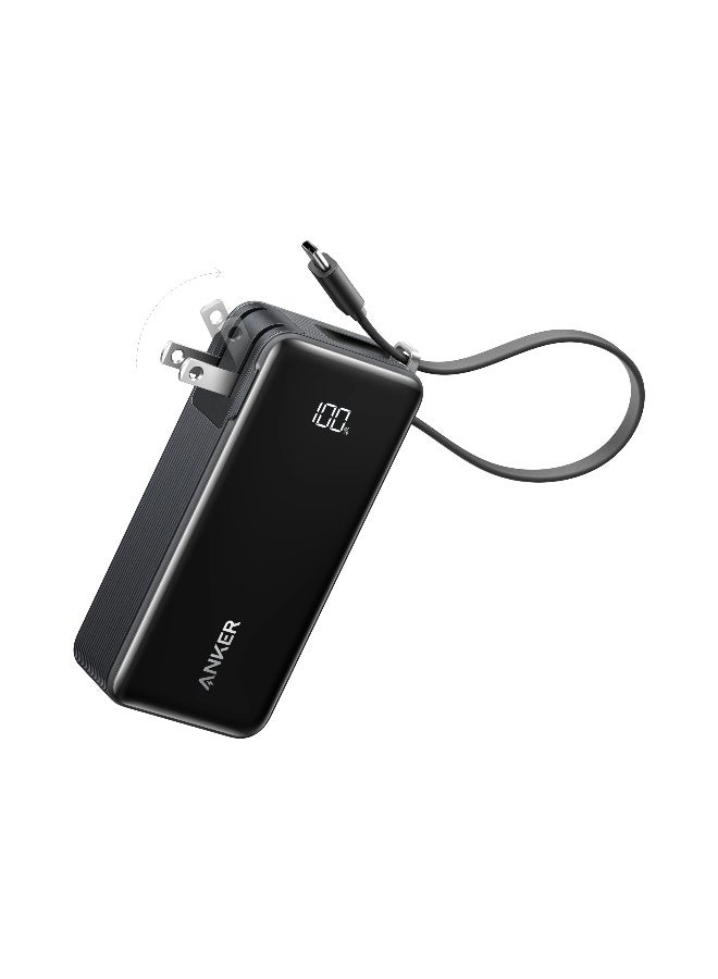 Anker Nano 3-in-1 Portable iPhone Charger, 10,000mAh Power Bank with Built-in USB-C Cable and Foldable Wall Plug, 30W Max Battery Pack, Travel Essentials for iPhone 17/16/15 Series, Galaxy, MacBook - Image 1