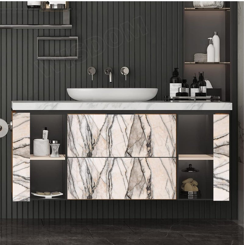 WISDOM Marble Wallpaper Furniture (60 X 300 cm) Kitchen Counter, Cabinet Makeover, Almirah, & Wooden Tabletop Self Adhesive Wallpaer (Rosso Creama 08) - Image 4