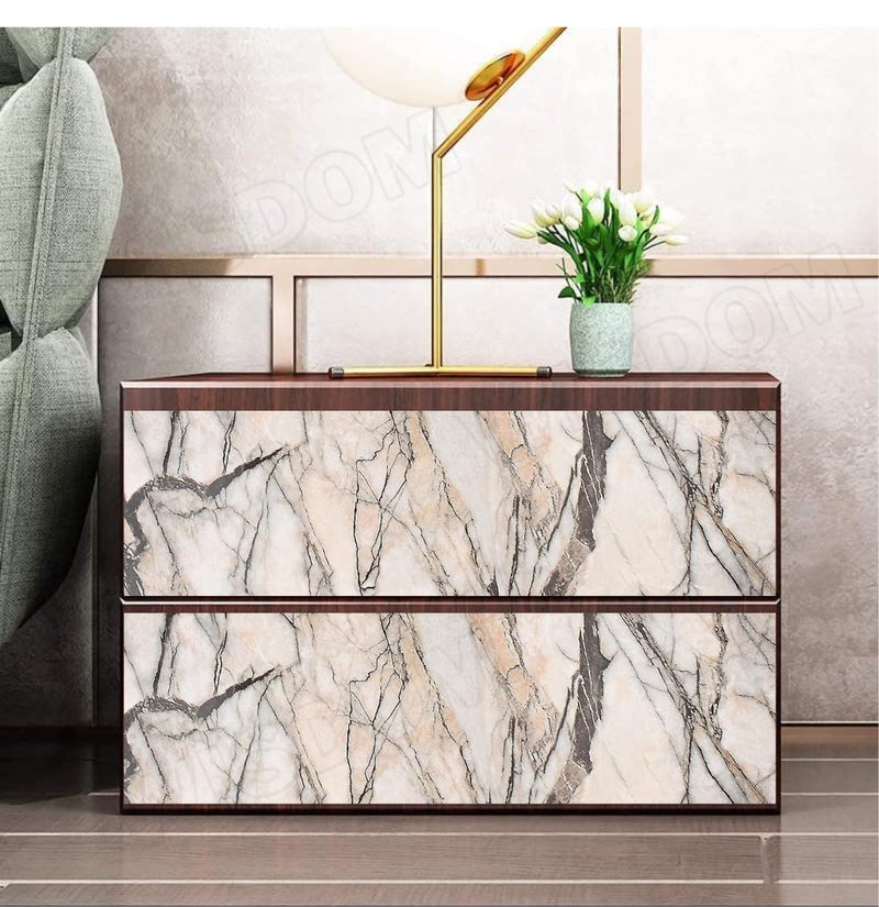 WISDOM Marble Wallpaper Furniture (60 X 300 cm) Kitchen Counter, Cabinet Makeover, Almirah, & Wooden Tabletop Self Adhesive Wallpaer (Rosso Creama 08) - Image 2