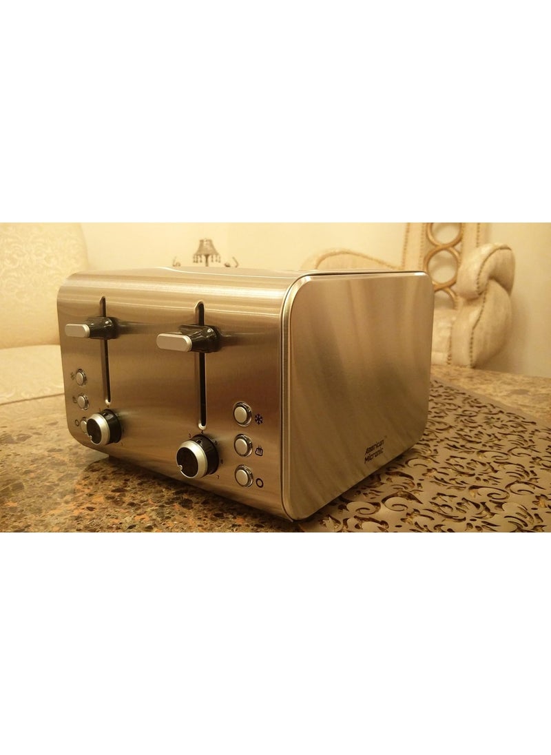 AMERICAN MICRONIC AMERICAN MICRONIC Stainless Steel Automatic 4Slice 2 In 1 PopUp Toaster Stainless Steel Body 1600 WattsTSS2  - Image 2