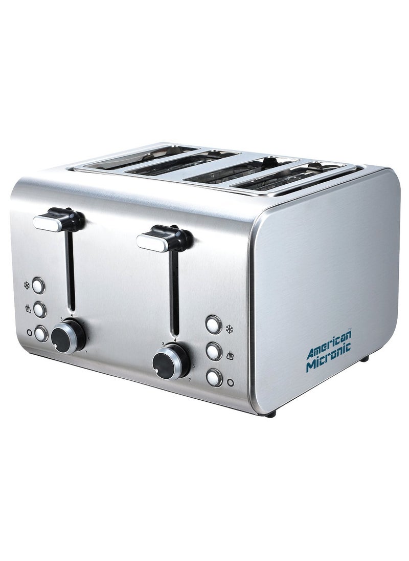 AMERICAN MICRONIC AMERICAN MICRONIC Stainless Steel Automatic 4Slice 2 In 1 PopUp Toaster Stainless Steel Body 1600 WattsTSS2  - Image 1