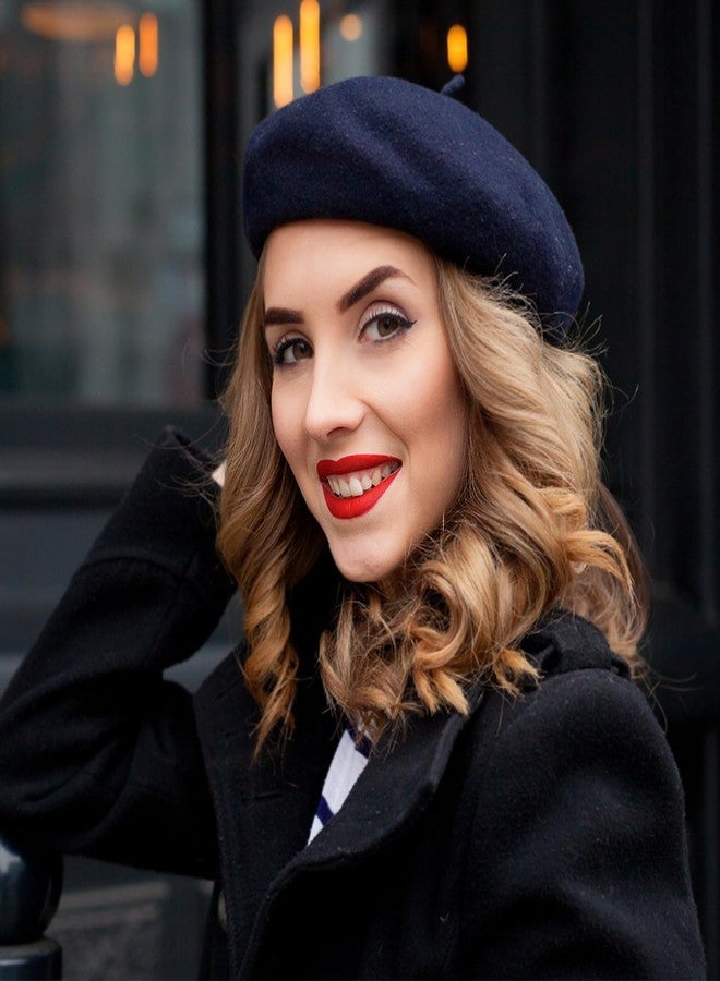 Jolbndcv 1 Pcs Beret Hat Wool French Beanie Hat Navy Blue - Image 5