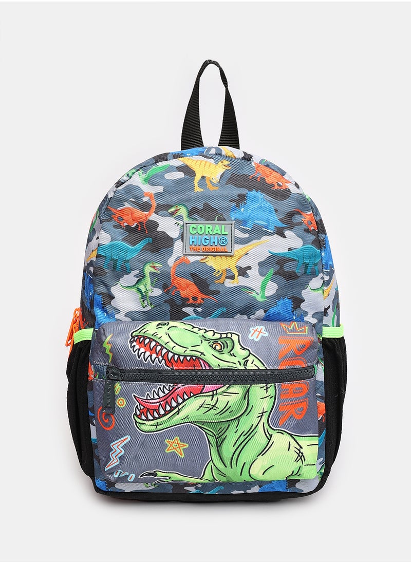 CORAL HIGH - KINDERGARTEN BACKPACK CORAL HIGH Gray 10x22x33cm 2Compartment 23544 Dinosaur - Image 1