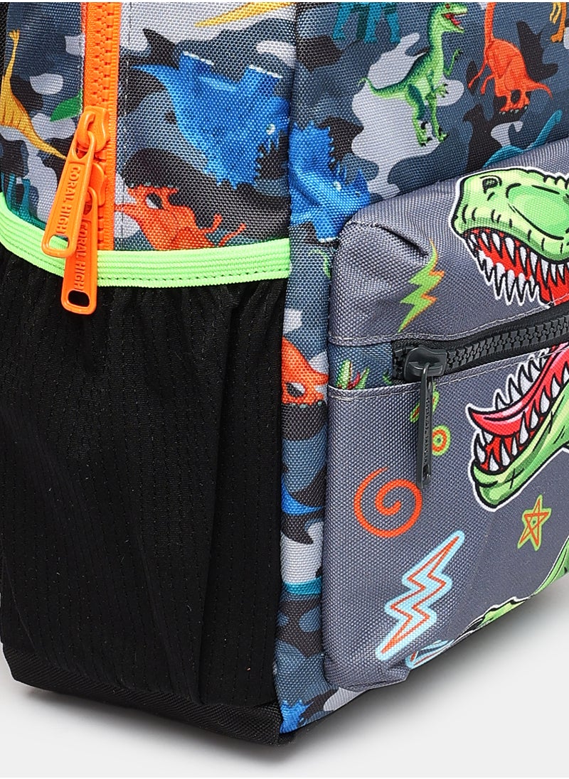 CORAL HIGH - KINDERGARTEN BACKPACK CORAL HIGH Gray 10x22x33cm 2Compartment 23544 Dinosaur - Image 1