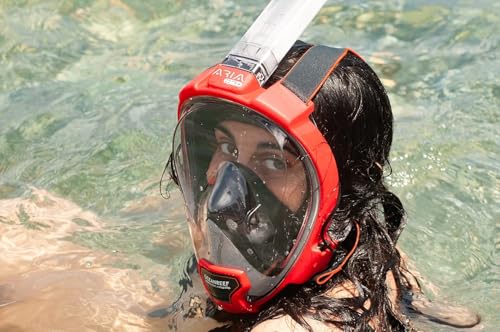 OCEANREEF OCEAN REEF - Aria QR+ Quick Release Full Face Snorkel Mask with Snorkel - 180 Degree Underwater View and Quick Release System (S/M, Red). - Image 5