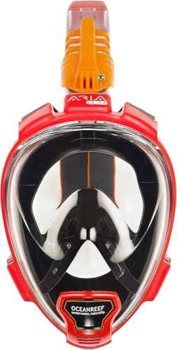 OCEANREEF OCEAN REEF - Aria QR+ Quick Release Full Face Snorkel Mask with Snorkel - 180 Degree Underwater View and Quick Release System (S/M, Red). - Image 2