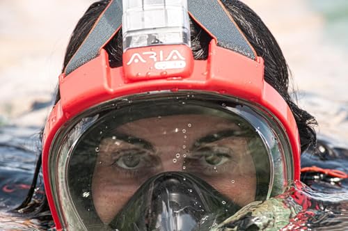 OCEANREEF OCEAN REEF - Aria QR+ Quick Release Full Face Snorkel Mask with Snorkel - 180 Degree Underwater View and Quick Release System (S/M, Red). - Image 4