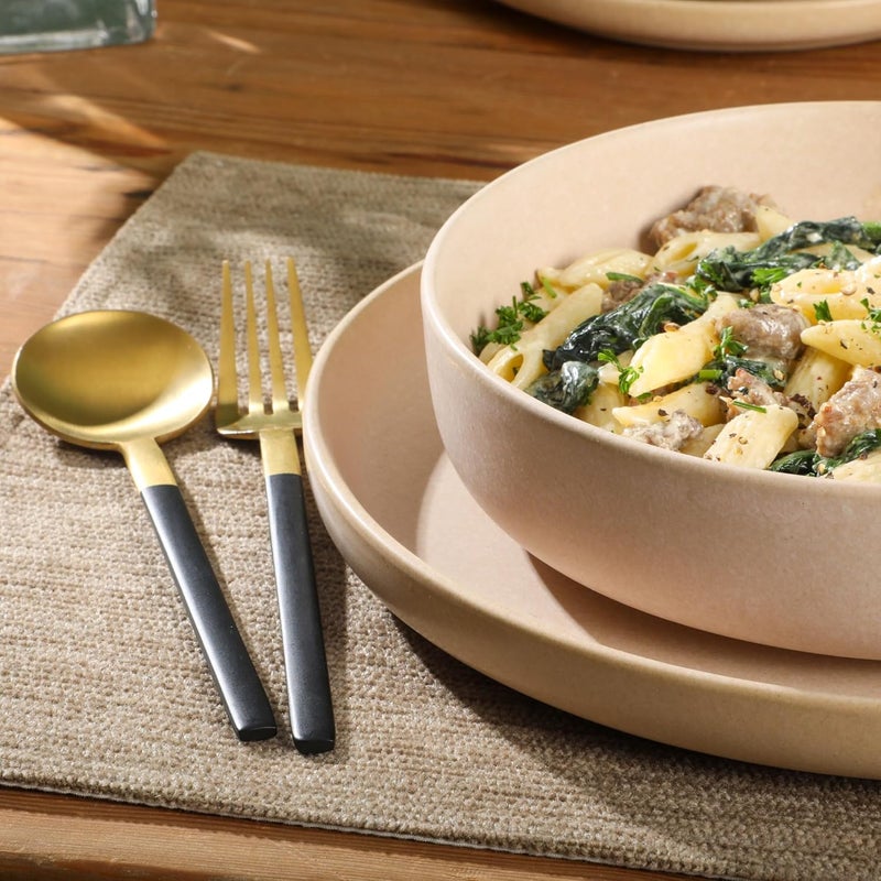 Gibson Soho Lounge طقم غيبسون سوهو لاونج باسكو 16 قطعة خدمة لـ 4 أطباق وأوعية مزدوجة بتقنية التزجيج التفاعلي من الخزف الحجري باللون الكريمي - Image 3