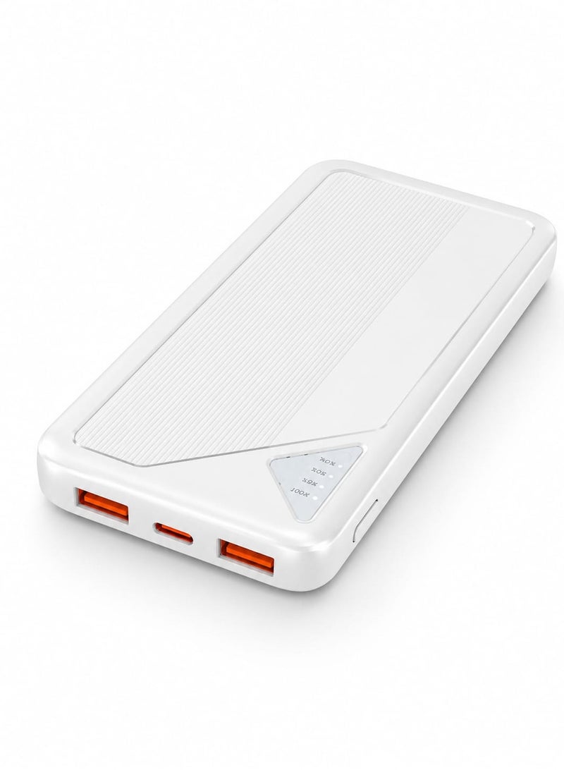 Yesido YP101 10000mAh Power Bank – White Portable Charger with Dual USB & USB-C - Image 2