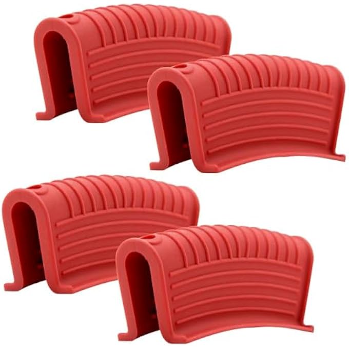 كيلا مجموعة من 4 أغطية مقلاة سيليكون مقاومة للحرارة باللون الأحمر - Image 1