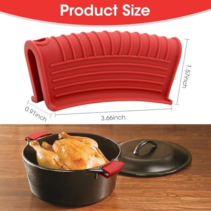 كيلا مجموعة من 4 أغطية مقلاة سيليكون مقاومة للحرارة باللون الأحمر - Image 3