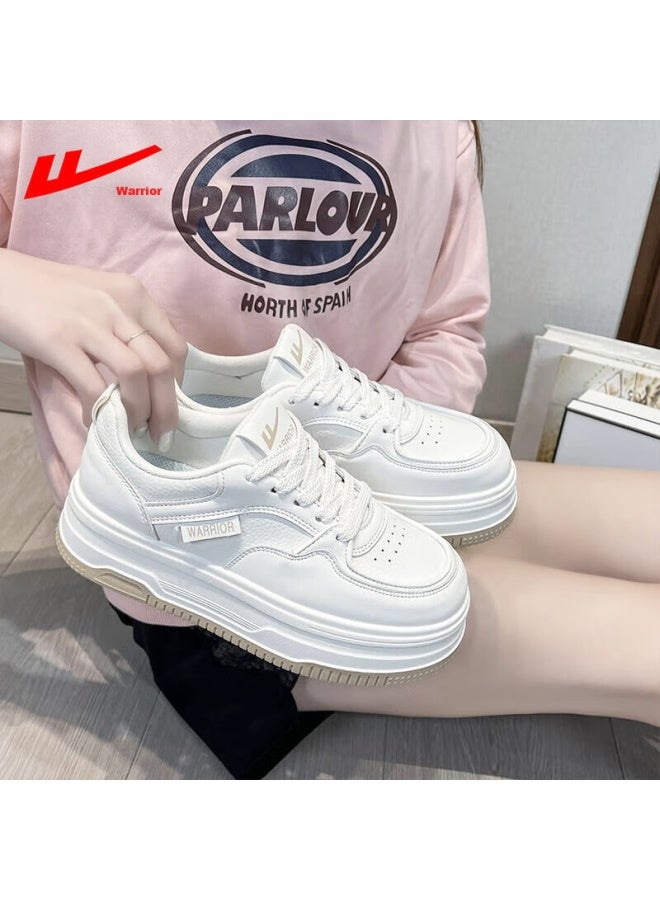Pull Back Huili Women's Shoes, Spring Thick-soled Heightening White Sneakers, Versatile Student Canvas Shoes, Comfortable Casual Shoes For Women, Mizong Color, Size 35 - Image 5