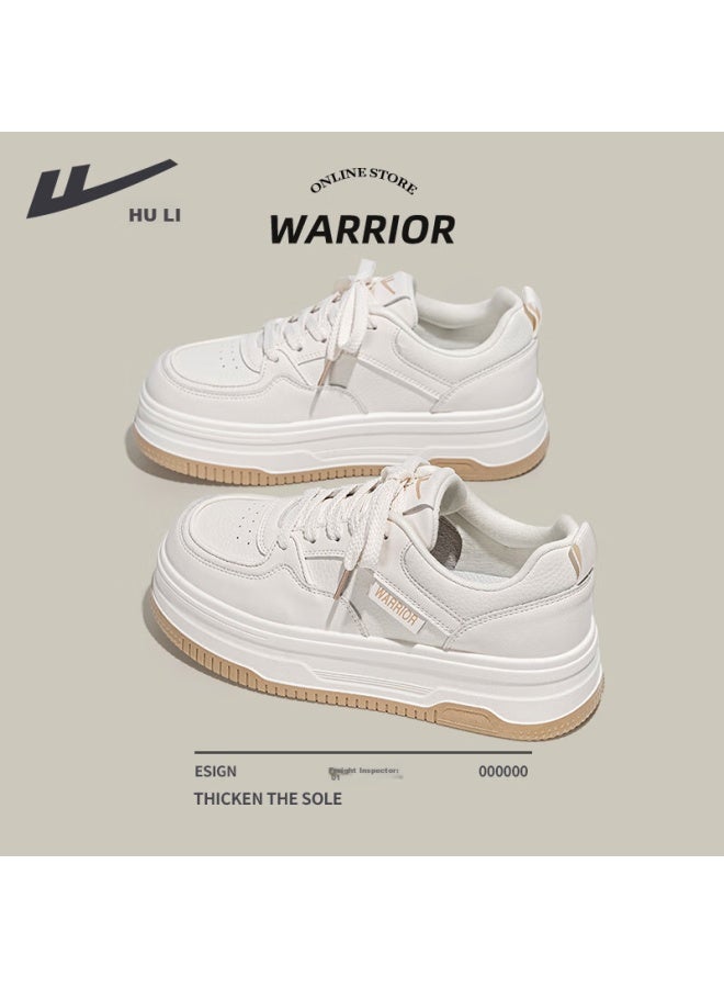 Pull Back Huili Women's Shoes, Spring Thick-soled Heightening White Sneakers, Versatile Student Canvas Shoes, Comfortable Casual Shoes For Women, Mizong Color, Size 35 - Image 1