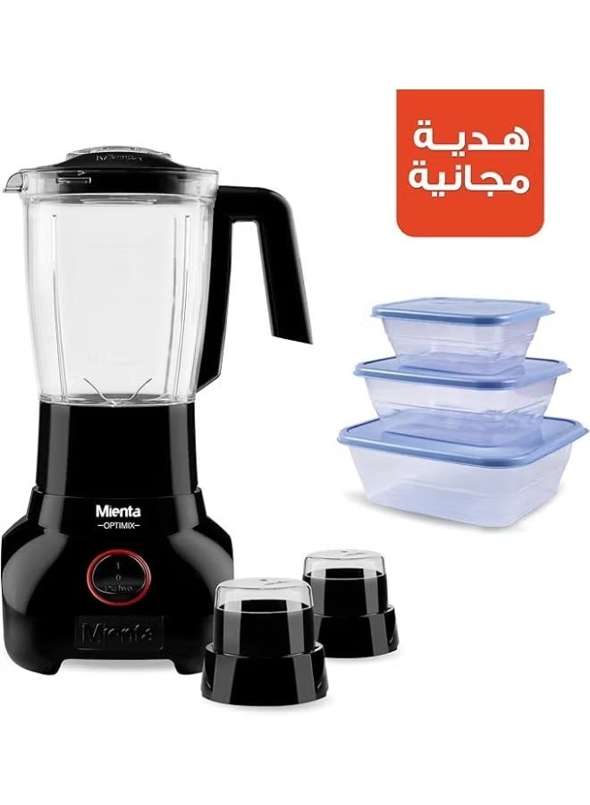 Mienta Quick Mix Countertop Blender, 1.75 Liter, 600 Watt, Black - BL1281G - Image 1