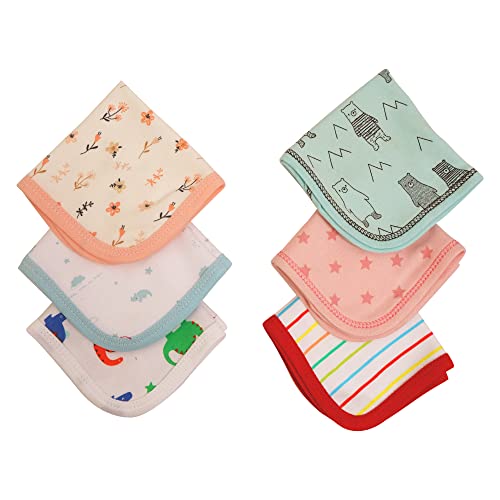 CUTE LANDINGS® New Born Baby Washable Reusable Muslin Cloth Handkerchief/Face Towel/Wash Cloth/Napkins/Toddlers/Infant/Gift Set/Essential/All Product/Cotton (Pack of 6) (Pack of 6) - Image 1