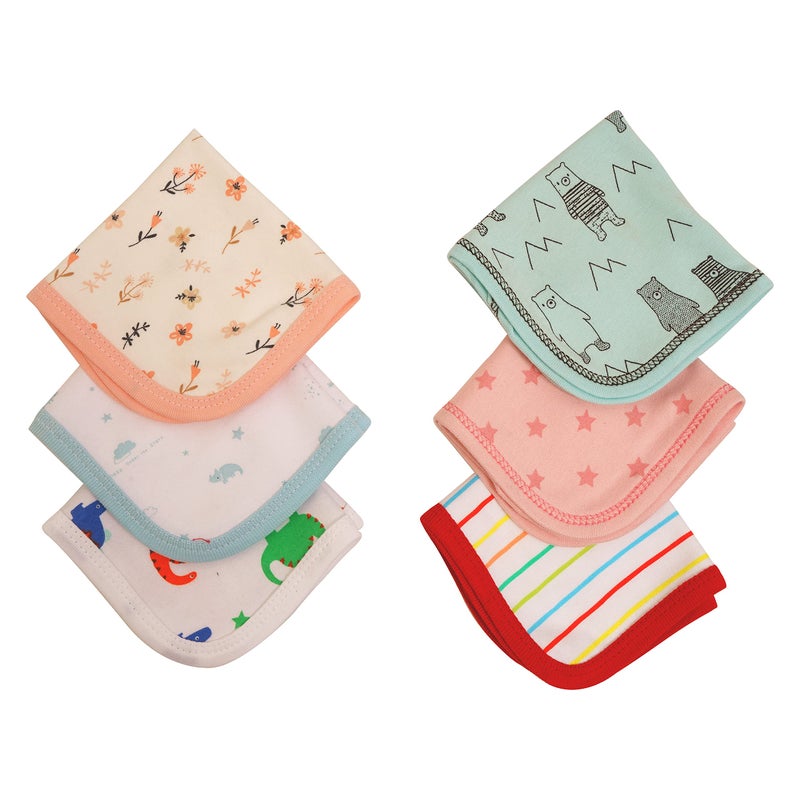 CUTE LANDINGS® New Born Baby Washable Reusable Muslin Cloth Handkerchief/Face Towel/Wash Cloth/Napkins/Toddlers/Infant/Gift Set/Essential/All Product/Cotton (Pack of 6) (Pack of 6) - Image 5