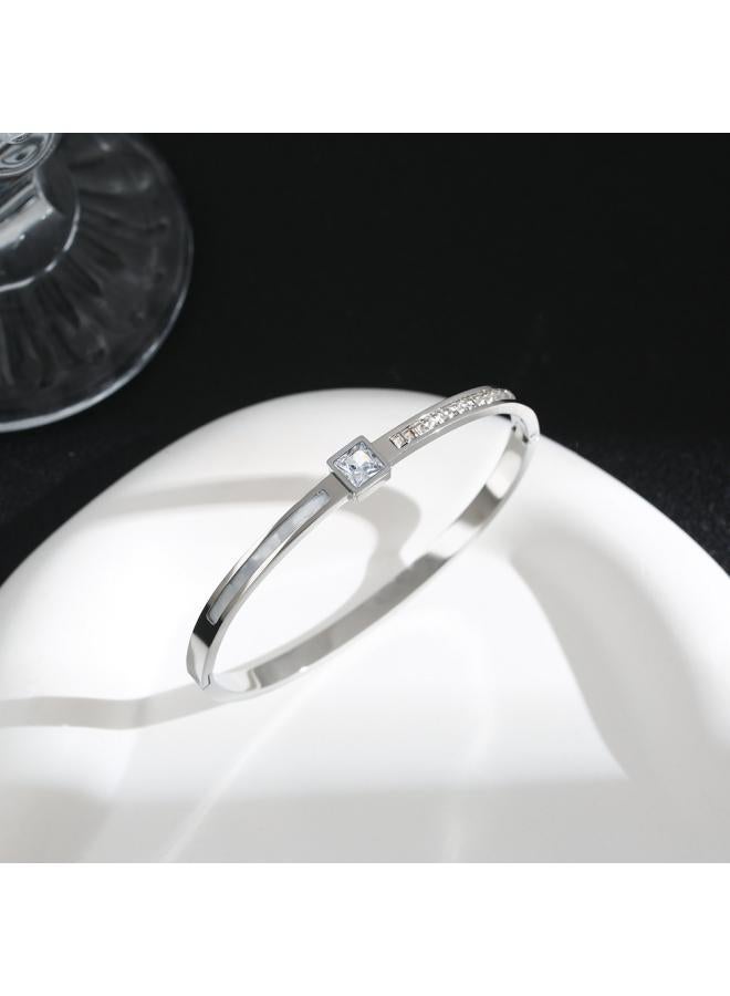 NIBEMINENT South Korea Fashion Explosion Titanium Steel Bracelet Women's Non-fading Temperament Joker Personality Full Diamond Net Red Luxury Jewelry 