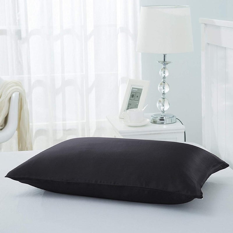 LCBD Silky Satin Toddler Pillowcases Set of 2, Super Soft Travel Pillow Covers, Small Kids Pillow Cases with Envelope Closure, 13"x 18", Black - Image 3