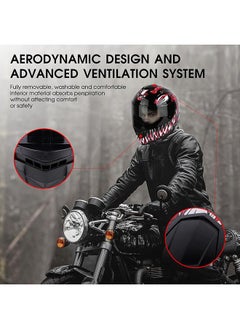 Arabest Motorcycle Helmet Full Face,Street Helmet Unisex Adult Cool Rider Equipment,Four Seasons Electric Bike Helmet,with Venom Pattern,Size M  - Image 5