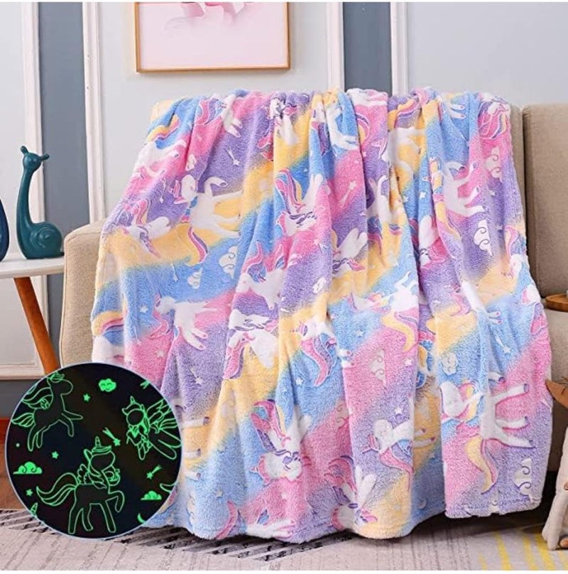 Butterthief Glow in The Dark Radium Blanket for Kids Super Soft & Warm Glowing Blanket for Toddler (100x150 cm, 0-8 Year) (Planet) - Image 1