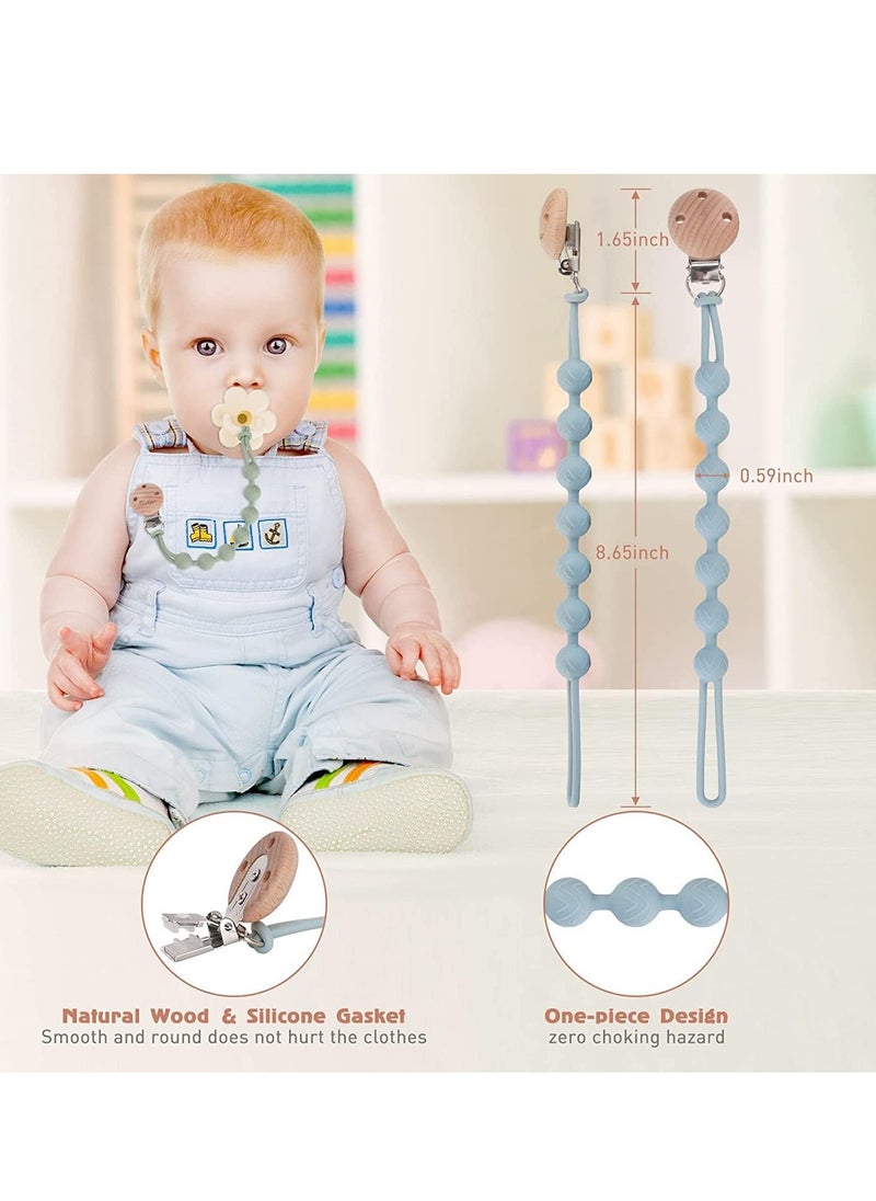 Gonice - Flexible One Piece Pacifier Holder Clips, Silicone Dummy Clips for Baby Boys and Girls, Fits Most Pacifiers and Teething Toys - Image 1