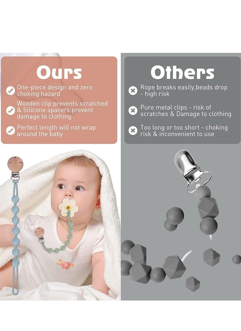 Gonice - Flexible One Piece Pacifier Holder Clips, Silicone Dummy Clips for Baby Boys and Girls, Fits Most Pacifiers and Teething Toys - Image 1