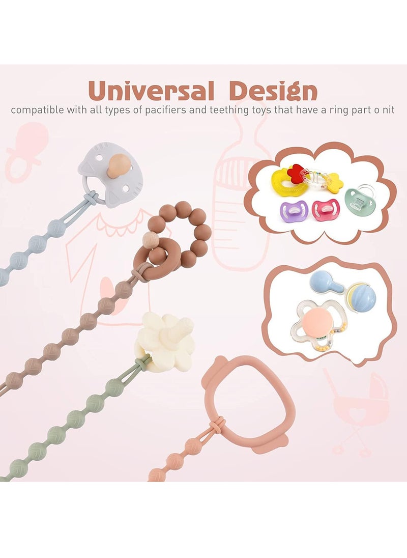 Gonice - Flexible One Piece Pacifier Holder Clips, Silicone Dummy Clips for Baby Boys and Girls, Fits Most Pacifiers and Teething Toys - Image 1