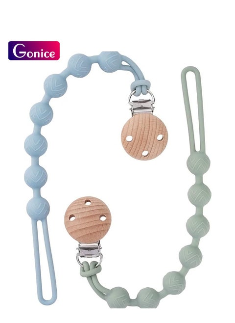 Flexible One Piece Pacifier Holder Clips, Silicone Dummy Clips for Baby Boys and Girls, Fits Most Pacifiers and Teething Toys