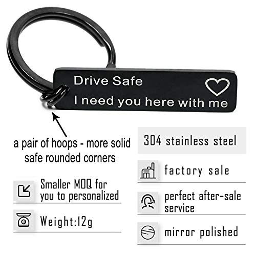 Elechobby Drive Safe Keychain I Need You Here With Me Gifts for Husband Dad Boyfriend Gifts Valentines Day Father's day BirthdayGift (Black-drive-Safe) - Image 2
