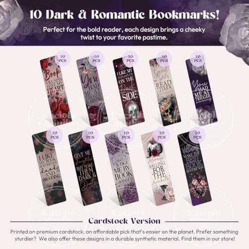 KACIOLA STUDIO 100PCS Bookmarks for Women, Black Romance Theme Paper Bookmarks Bulk 6" x 2" Cute Book Marks for Reading Booklovers Students Schools Gifts (Black Romance) - Image 2