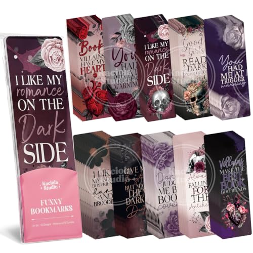 KACIOLA STUDIO 100PCS Bookmarks for Women, Black Romance Theme Paper Bookmarks Bulk 6" x 2" Cute Book Marks for Reading Booklovers Students Schools Gifts (Black Romance) - Image 1