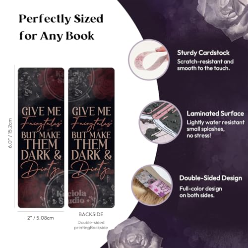 KACIOLA STUDIO 100PCS Bookmarks for Women, Black Romance Theme Paper Bookmarks Bulk 6" x 2" Cute Book Marks for Reading Booklovers Students Schools Gifts (Black Romance) - Image 5