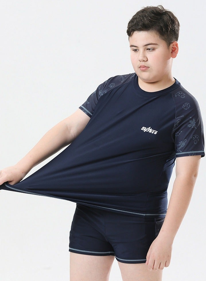 Loquat Boys Quick Dry Split Swimsuits Set Short Sleeve Swim Shirts ,Swim Trunks 2 Piece Swim Set - Image 4