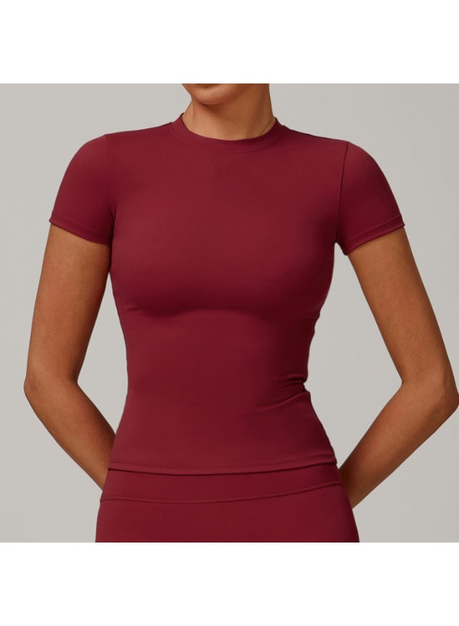Women's Sports T Shirt Summer Short Sleeve Running Round Neck Breathable Stretchy Yoga Slim Fitness Active Top Tee - Image 1