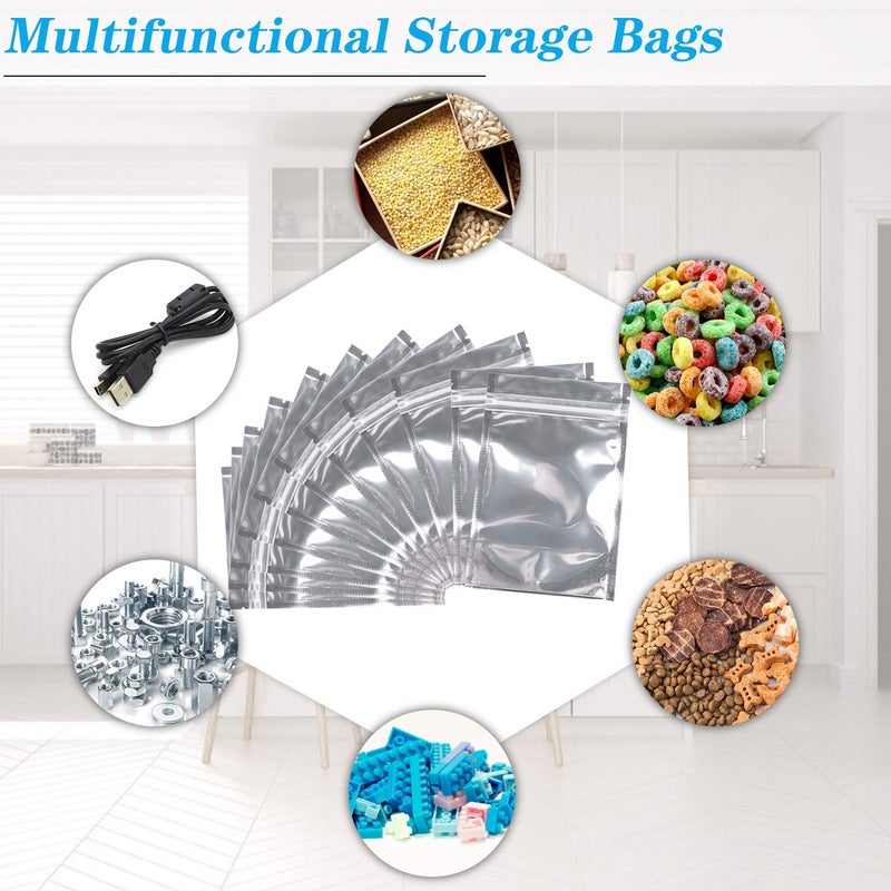BAOLA 200 Pack - 4"x6" Stand Up Clear Silver Reclosable Mylar Zip Lock Bags, 7.8-mil Aluminum Foil Packaging, Plastic Zipper Food Coffee Candy Storage, Foil Grip Seal Wrap Smell Proof Bags Smell Proof Bags - Image 5