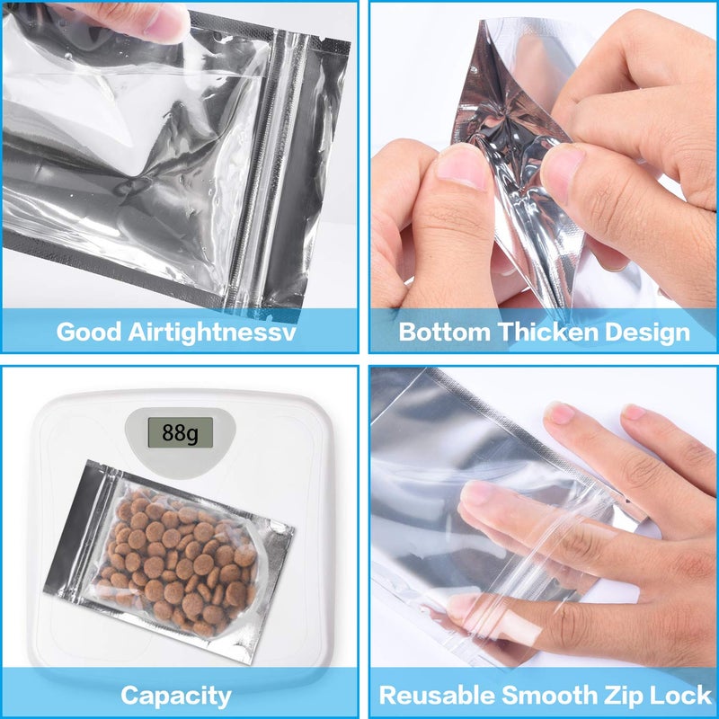 BAOLA 200 Pack - 4"x6" Stand Up Clear Silver Reclosable Mylar Zip Lock Bags, 7.8-mil Aluminum Foil Packaging, Plastic Zipper Food Coffee Candy Storage, Foil Grip Seal Wrap Smell Proof Bags Smell Proof Bags - Image 4