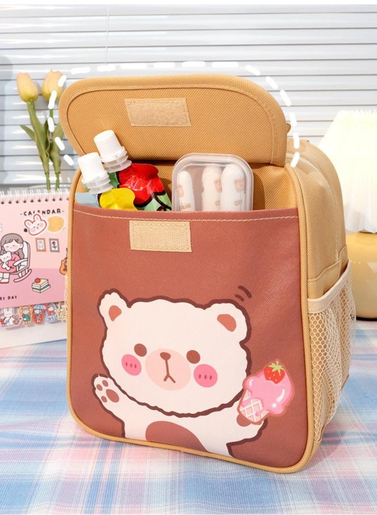 Tote Insulated Lunch Bag Brown 21x13x24cm  - Image 2