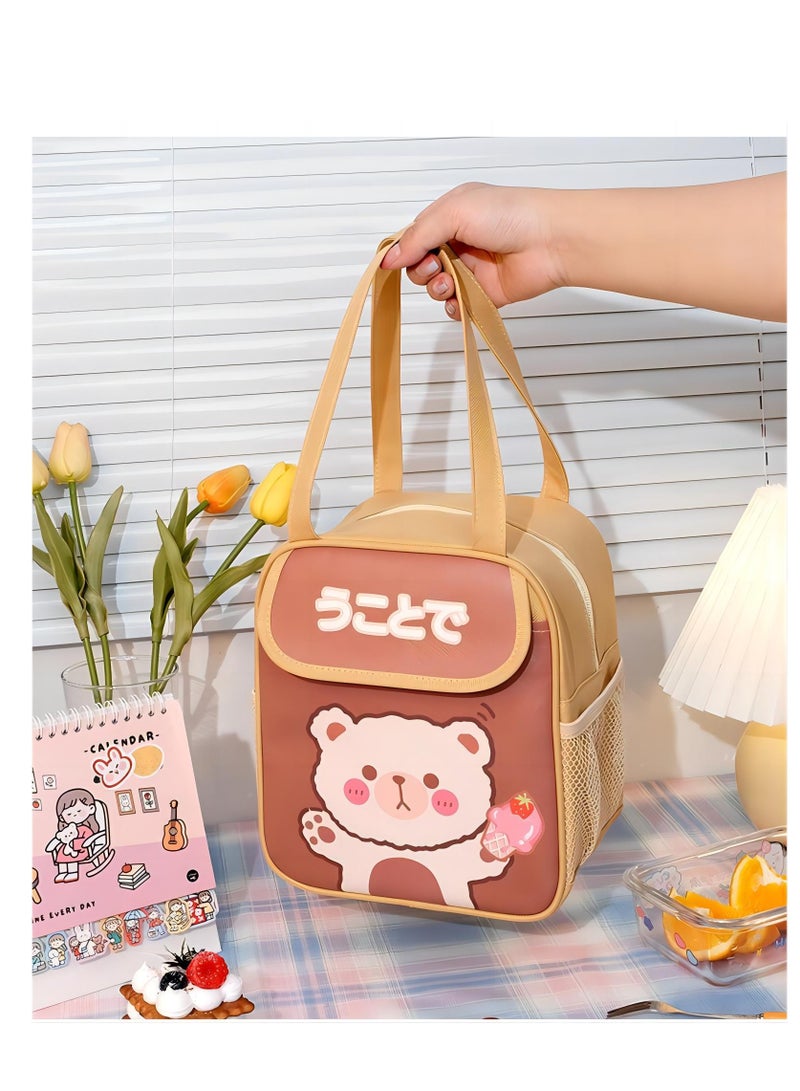 Tote Insulated Lunch Bag Brown 21x13x24cm  - Image 4